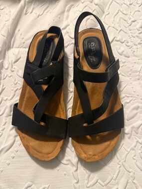 Eurosoft Black Straps Slingback Sandals